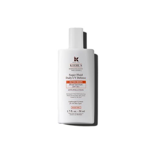 Kiehl&#39;s Super Fluid UV Defense Daily Facial Sunscreen SPF 50+, Lightweight Matte Finish, Protects Against UVA/UVB Rays &amp; Pollution, Vitamin E &amp; Baicalin, Non-comedogenic, Paraben-free - 1.7 fl oz