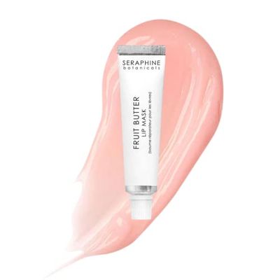 Seraphine Botanicals Fruit Butter Restorative Lip Mask Overnight Gel Balm Repair Dry, Chapped Lips Instant Hydration, Softness &amp; Elasticity with Shea Butter &amp; Apricot Kernel Oil Dewy Finish 0.51oz