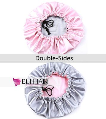 ELIHAIR Night Sleep Satin Cap for Women Girls Natural Hair Extra Large Satin Bonnet Cover Double Side Satin Cap Pink/Silvery Grey
