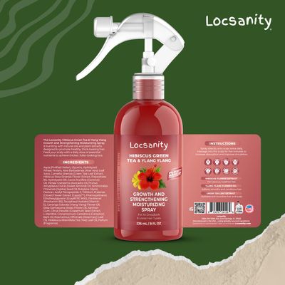 Locsanity Hibiscus Green Tea Hair Growth Spray for Dreadlocks and Loose Hairstyles Hair Care Treatment - Loc Moisturizer for Thicker, Fuller, Longer Hair (8oz)