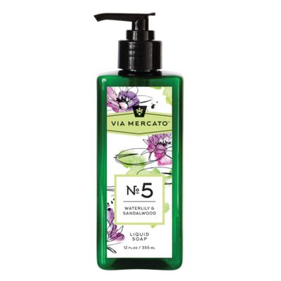 Via Mercato Liquid Soap, Shea Butter Enriched (12 oz), No. 5 - Waterlily &amp; Sandalwood