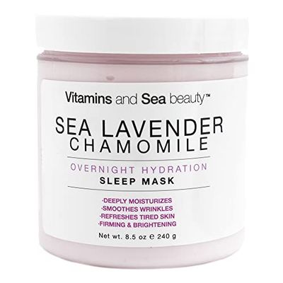 VITAMINS AND SEA BEAUTY, Hydrating Moisturizing Night Face Mask, Relaxing Overnight Facial with Sea Lavender and Chamomile, Skincare for All Skin Types, 8.5 Fl Oz