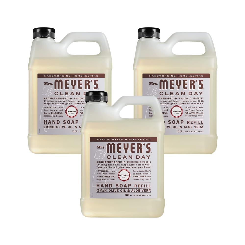 Mrs. Meyer&#39;s Hand Soap Refill, Made with Essential Oils, Biodegradable Formula, Lavender, 33 fl. oz (Pack of 3)