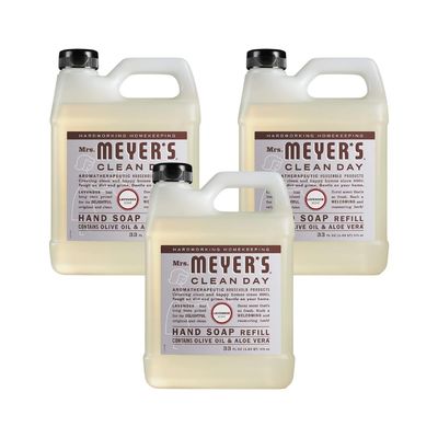 Mrs. Meyer&#39;s Hand Soap Refill, Made with Essential Oils, Biodegradable Formula, Lavender, 33 fl. oz (Pack of 3)