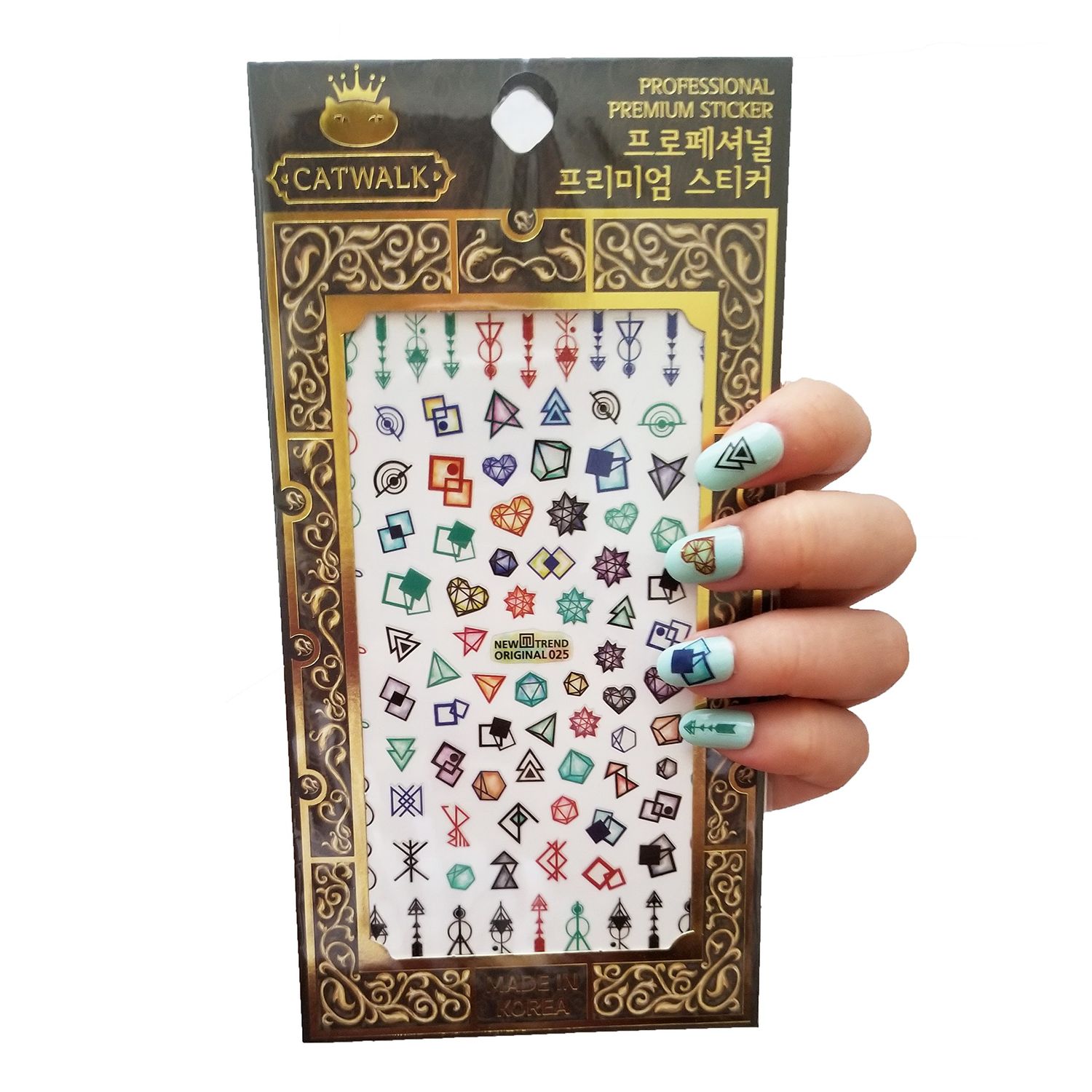 Catwalk Premium Peel-N-Stick Nail Stickers (Colored Geometric Shapes)