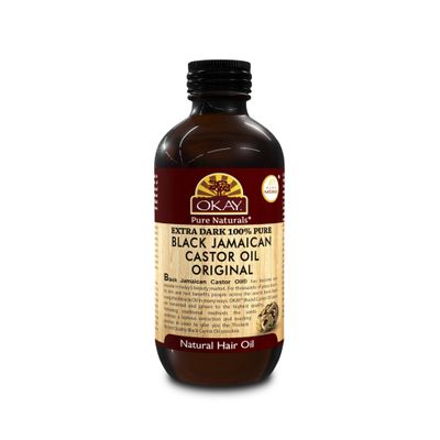 OKAY | Extra Dark 100% Natural Black Jamaican Castor Oil | For All Hair Textures &amp; Skin Types | Grow Strong, Healthy, Smooth and Thick Hair | With Vitamin E - Omega 6 &amp; 9 | 4 oz