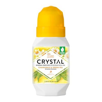 Crystal Deodorant - Mineral Roll on Vegan Deodorant for Women and Men, Chamomile &amp; Green Tea - 2.25 fl. oz. (3 Pack) (Packaging May Vary)