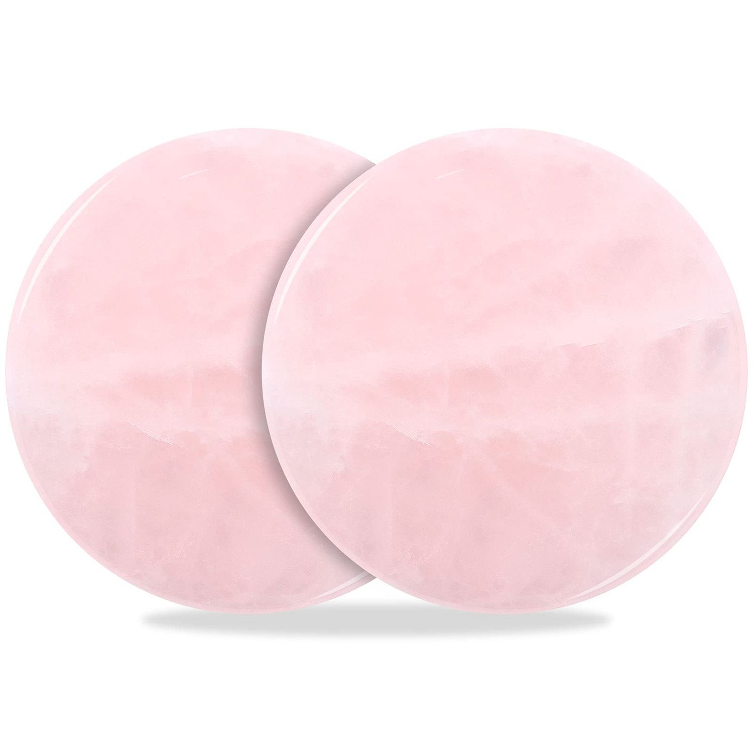 Bememo 2 Pieces Jade Stone for Lash Glue Eyelash Extension Round Jade Stone Lash Glue Holders Adhesive Pallet Fake Eye Lash Holder Base 2 Inch (Pink)