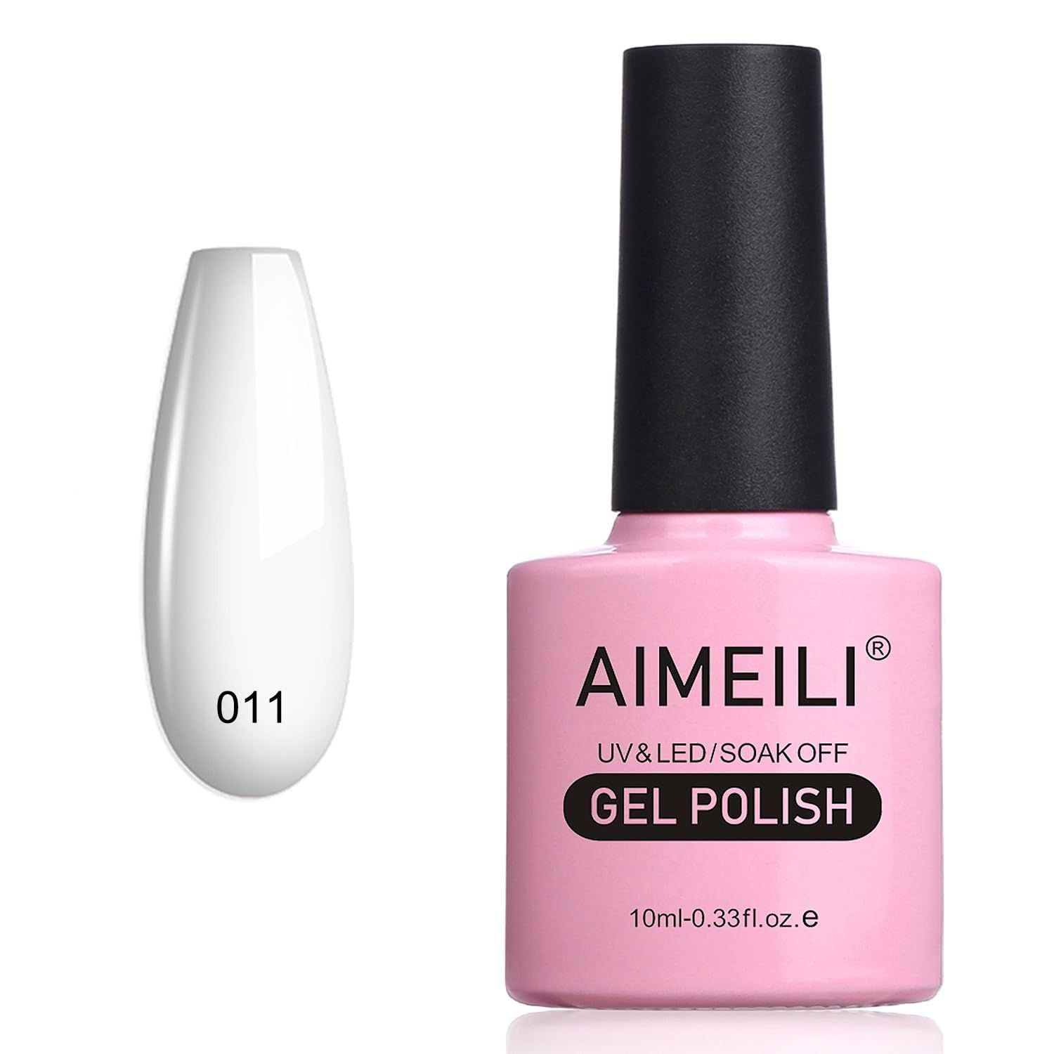 AIMEILI Soak Off U V LED White Gel Nail Polish - Studio White Arctic White (011) 10ml