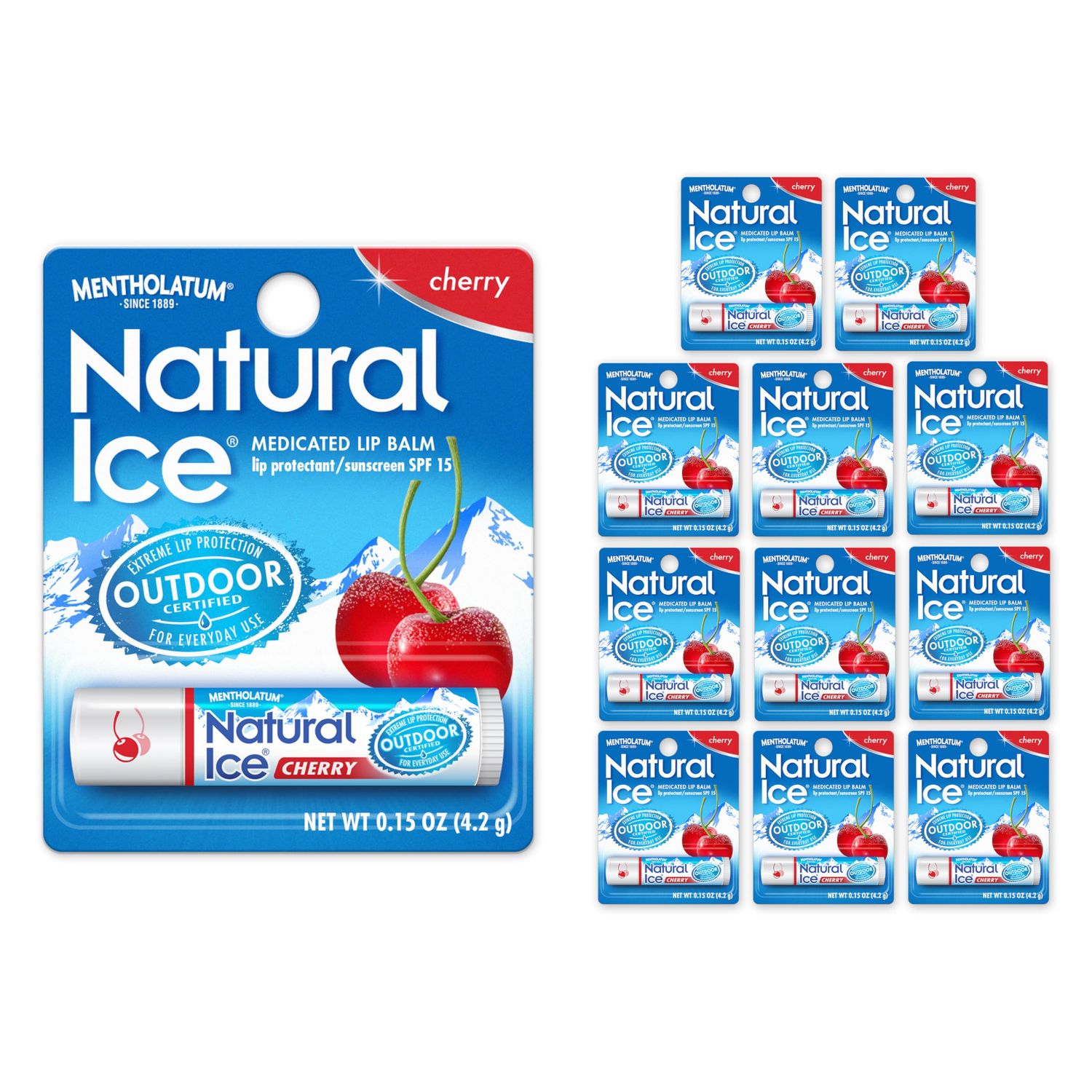 Natural Ice Cherry - SPF 15 lip balm, Cherry Flavor, 0.15 Ounce (Pack of 12)