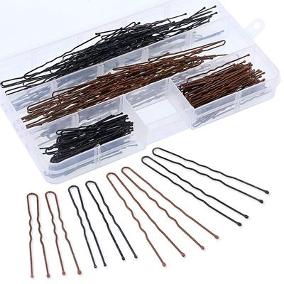 Swpeet 220Pcs 5cm 6cm U Shaped Hair Pins Kit, Professional U Shape Hair Pins for Women Girls and Hairdressing Salon Doubtless Bay with Clear Storage Box - Brown and Black