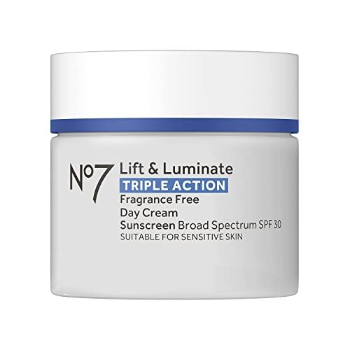 No7 Lift &amp; Luminate Triple Action Day Cream SPF 30 - Broad Spectrum Anti Aging Face Cream - Hydrating Hibiscus Peptides &amp; Hyaluronic Acid + Brightening Emblica &amp; Vitamin C (50ml)