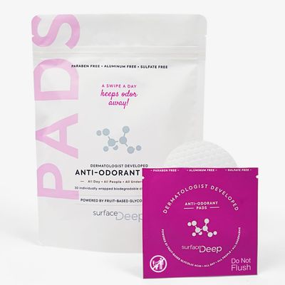 Surface Deep Deodorant Wipes, Dermatologist Developed &amp; Patented, Anti-Odorant Body Wipes, Natural Deodorant, Travel Friendly Deodorant, Perfect Travel Deodorant Women/Men, Individually Wrapped, 30PK