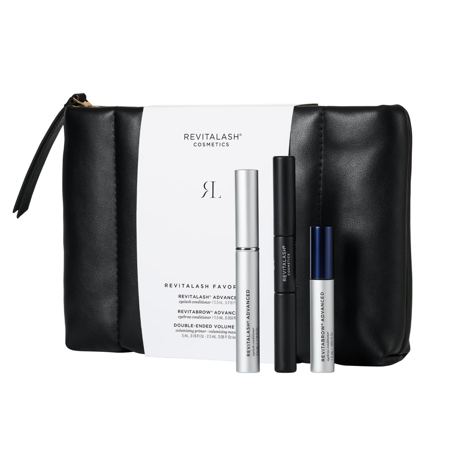 RevitaLash Cosmetics, RevitaLash Favorites - RevitaLash Advanced 3.5ml, RevitaBrow Advanced 1.5ml, Mini Double-Ended Volume Set &amp; Signature Cosmetic Bag