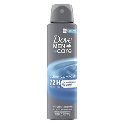 Dove Men+Care Antiperspirant Deodorant Clean Comfort, Pack of 12, Dry Spray For Men 72-hour Sweat and Odor Protection with Triple Defense Technology 3.8 oz