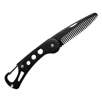 JinZeFa Stainless Steel Folding Beard Comb, Portable Multifunction Anti Static Comb for Men Mustache Styling