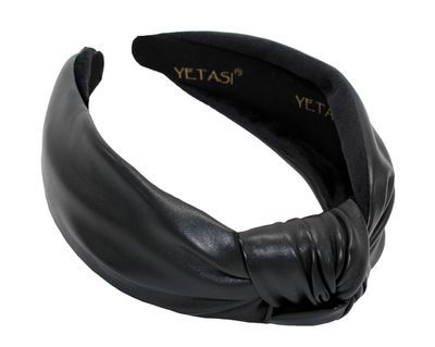 YETASI Headbands for Women Black Trendy Head bands for Women&#39;s Hair Leather Knotted Headband for Women is a Top Knot Womens Headbands Fashion Designer