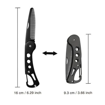 JinZeFa Stainless Steel Folding Beard Comb, Portable Multifunction Anti Static Comb for Men Mustache Styling