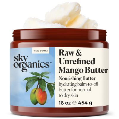 Sky Organics - Mango Butter, 16 oz - Raw &amp; Undefined - Hydrating Balm-to-Oil Butter - Non Greasy - Fatty Acids, Antioxidants &amp; Vitamins - Natural, Vegan, Cruelty &amp; Soy Free - Skin Care &amp; Self Care