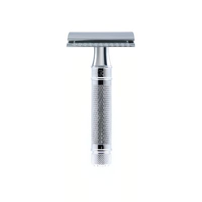 Edwin Jagger DES89KN Short Handled Classic Double Edge Manual Eco-Friendly and Reusable Safety Razor for Men and Women for Shaving Cream or Soap Fits All DE Razor Blades (Knurled)