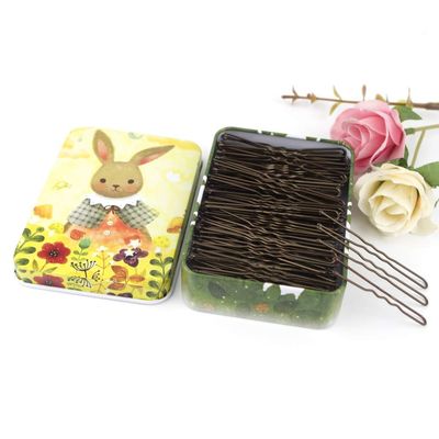 200pcs U Shaped Hair Pins Brown with Cute Case, Hairpins for Buns, Premium Bobby Pins for Kids, Girls and Women, Great for All Hair Types(2.4 &amp; 2 Inch) (Brown)