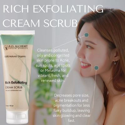 RD ALCHEMY - 100% Natural &amp; Organic Rich Exfoliating Cream Face Scrub for Dull Dry Skin. Exfoliate &amp; brighten with AHAs, Jojoba Beads, and Pumpkin &amp; Papaya enzymes for smoother, clearer skin!