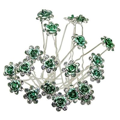 Nestarfactory Rose U-sharped Design Collection Metal Hiar Pins Pack of 20 (Green)