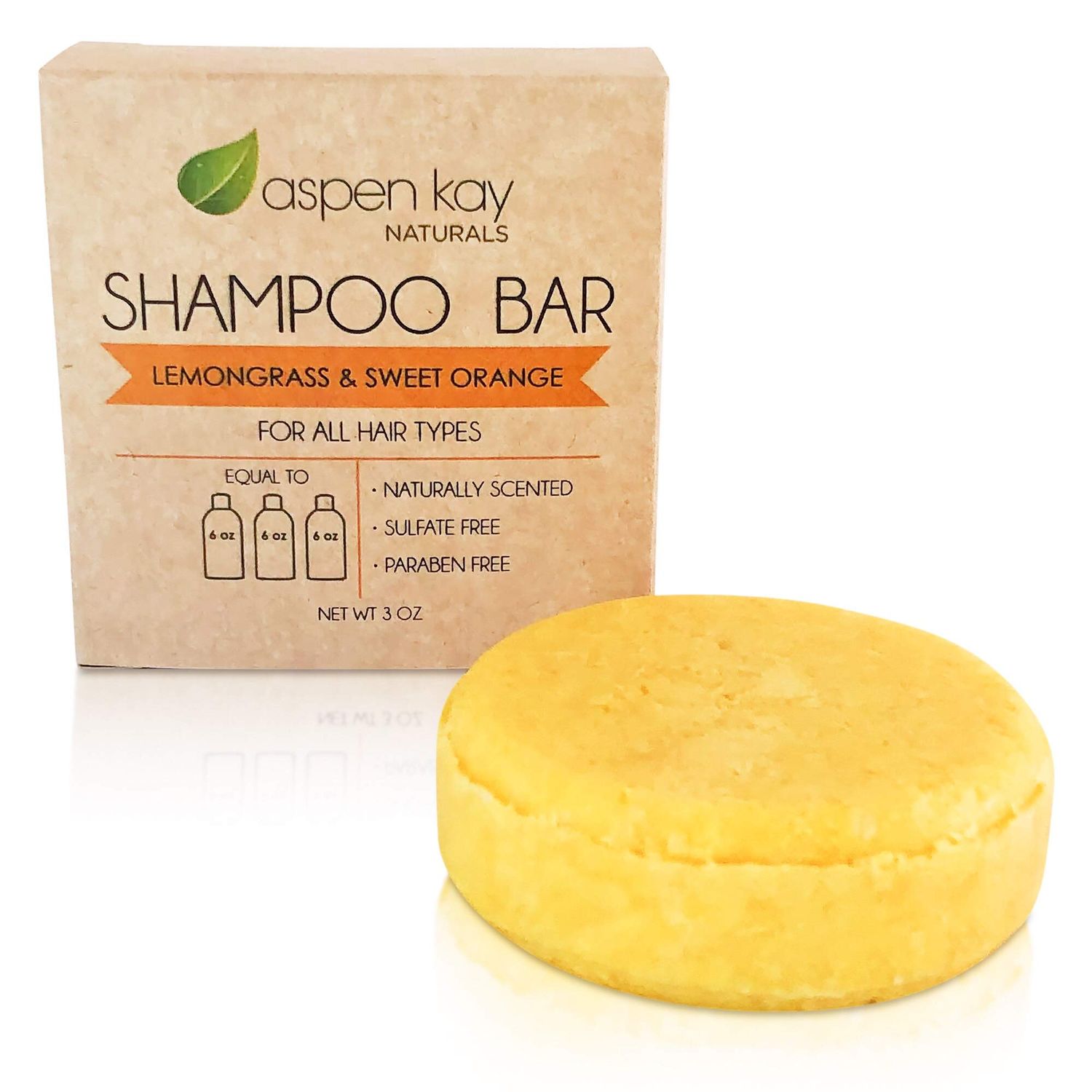 Solid Shampoo Bar, Made With Natural &amp; Organic Ingredients, Sulfate-Free, Cruelty-Free &amp; Vegan, All Hair Types, 3 Ounce Bar (Lemongrass &amp; Sweet Orange)