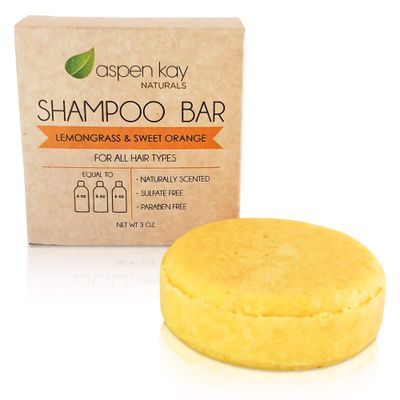 Solid Shampoo Bar, Made With Natural &amp; Organic Ingredients, Sulfate-Free, Cruelty-Free &amp; Vegan, All Hair Types, 3 Ounce Bar (Lemongrass &amp; Sweet Orange)
