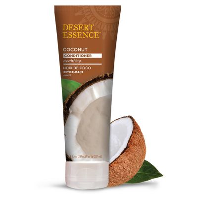 Desert Essence Coconut Conditioner - 8 fl oz - Nourishing for dry hair, smooth frizz and restore moisture and shine with Organic Coconut Oil, Shea Butter, and Sunflower Oil -