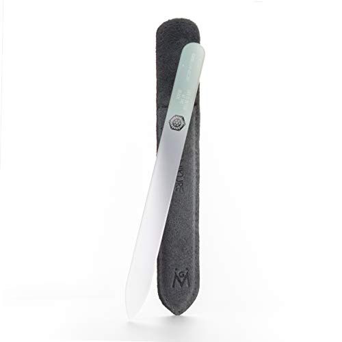 GERMANIKURE Czech Crystal Glass Nail File in Suede Leather Case - Life is Better at The Beach - Professional Manicure &amp; Pedicure Products for Smooth Easy Shaping of Natural Nails