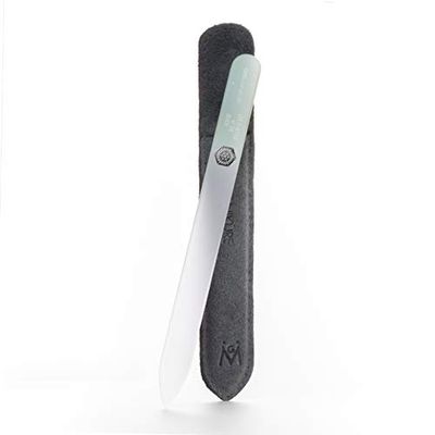 GERMANIKURE Czech Crystal Glass Nail File in Suede Leather Case - Life is Better at The Beach - Professional Manicure &amp; Pedicure Products for Smooth Easy Shaping of Natural Nails