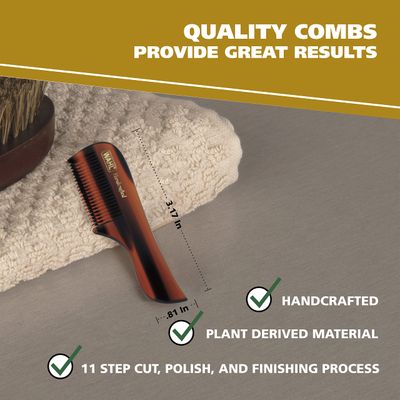 Wahl Small Mustache Comb for Men's Grooming - Handcrafted &amp; Hand Cut with Cellulose Acetate - Smooth, Rounded Tapered Teeth - Model 3323 Brown