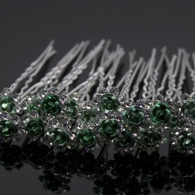 Nestarfactory Rose U-sharped Design Collection Metal Hiar Pins Pack of 20 (Green)
