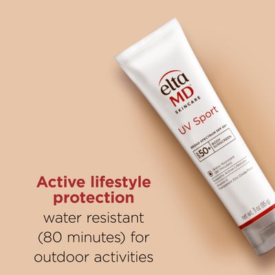 EltaMD UV Sport Sunscreen Lotion SPF 50 - Face Sunscreen SPF 50, Body, Water &amp; Sweat Resistant, Oil-Free Zinc Oxide Formula, Size: 3 Ounce (Pack of 1)