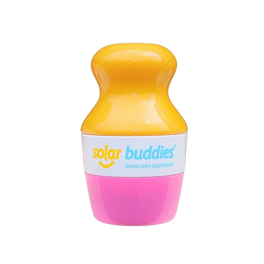 Solar Buddies Sunscreen Applicator - Single Pink - Refillable Roll on Sponge Sunscreen, Suncream &amp; Lotion Applicator For Kids, Adults &amp; Families - Holds 3.4fl oz, Perfect Size for Travel
