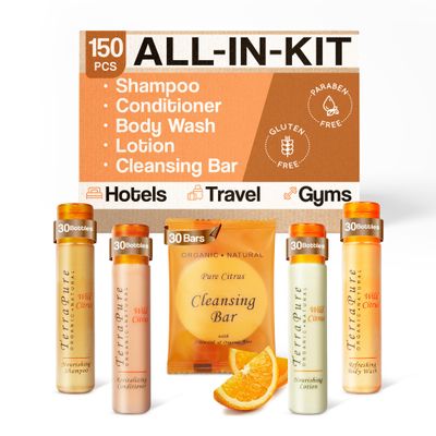 Terra Pure Wild Citrus | 1 oz. Liquids and 1 oz. Bar Soaps | 1-Shoppe All-In-Kit | 150 Pieces