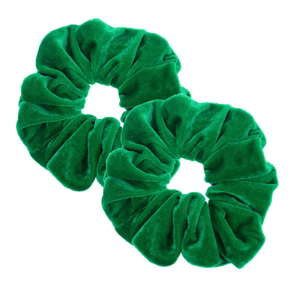 2 Pcs Green Color Large Velvet Scrunchies for Women Hair Ties