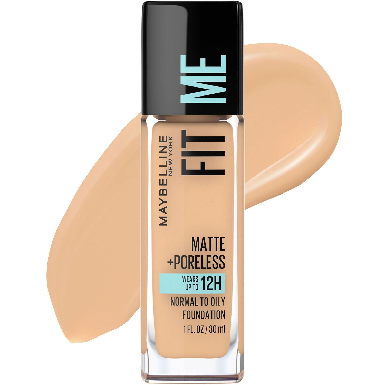Maybelline Fit Me Matte + Poreless Liquid Oil-Free Foundation Makeup, Natural Beige, 1 Count (Packaging May Vary)