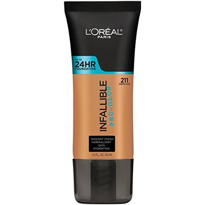 LOral Paris Makeup Infallible Up to 24HR Pro-Glow Foundation, Creme Cafe, 1 fl oz.