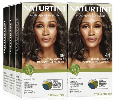 Naturtint 4N Natural Chestnut Permanent Hair Color (Pack of 6), Ammonia Free, Vegan, Cruelty Free, up to 100% Gray Coverage, Long Lasting Results (Packaging may vary)