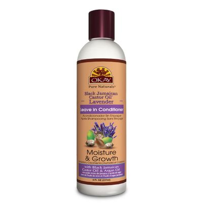 OKAY Black Jamaican Castor Oil Leave In Conditioner - Hair Moisturizer for Women and Men, Natural Hair Product for Hair Growth, Curly Hair Grease for Smooth, Moisturized Hair - 8 Oz
