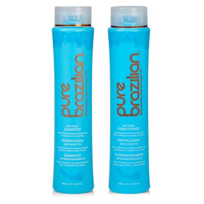 Pure Brazilian Anti-Frizz Daily Shampoo &amp; Conditioner, Salt-Free &amp; Color Safe, Enriched with Keratin, Argan Oil &amp; Acai, 13.5 Ounce (400 Milliliter)