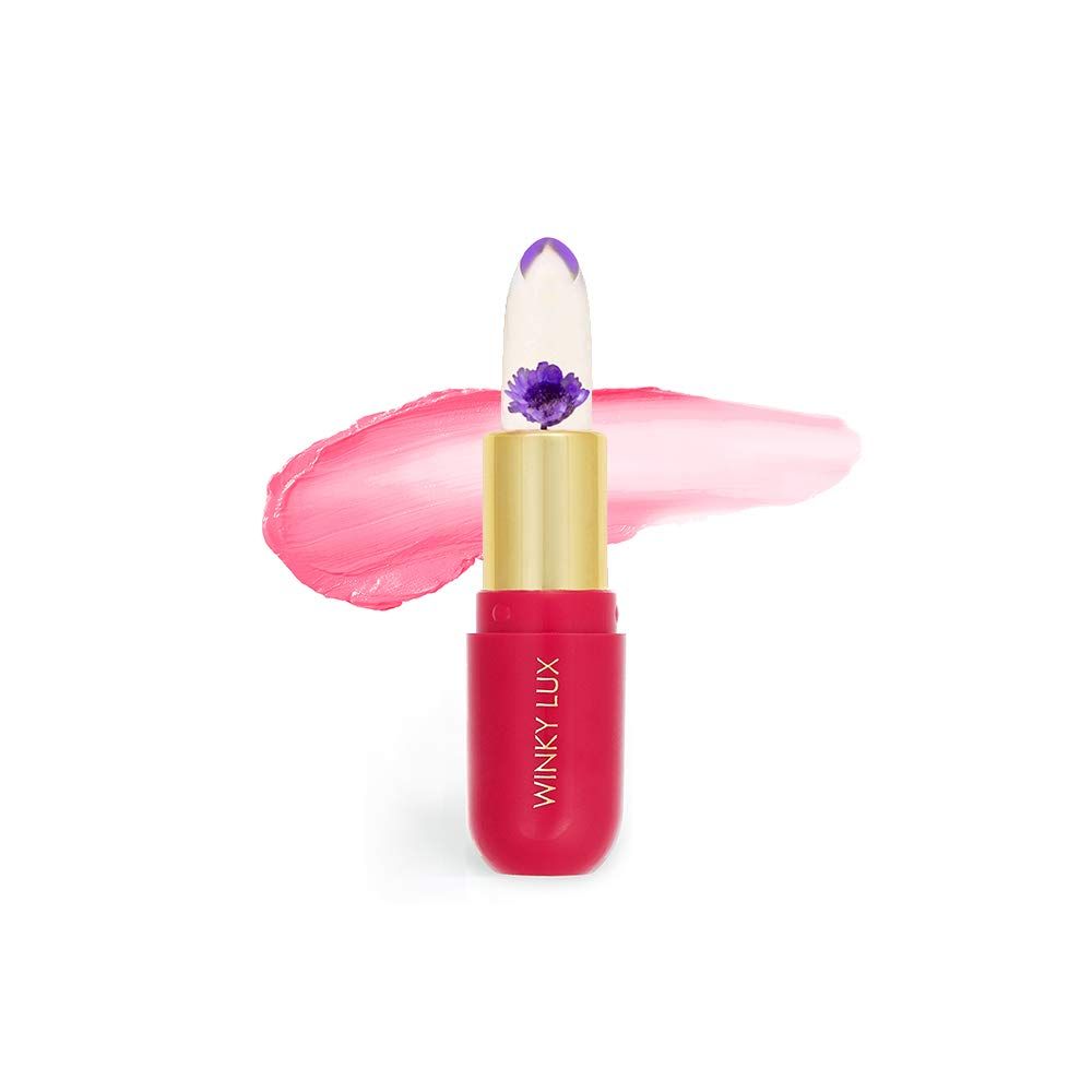 Winky Lux Flower Balm, pH Lip Balm, Color Changing Lipstick and Tinted Lip Balm Stain, Vegan &amp; Cruelty Free Lip Balm, Hydrate &amp; Plump, Sheer Pink Lipstick, Purple Flower