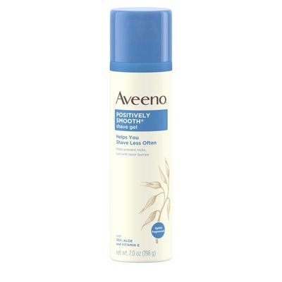 Aveeno Positively Smooth Moisturizing Shave Gel with Soy, Aloe &amp; Vitamin E helps Prevent Nicks, Cuts &amp; Razor Bumps, Creamy Shave Gel for a Close, Smooth Shave, Lightly Fragranced, 7 oz, 6 Pack