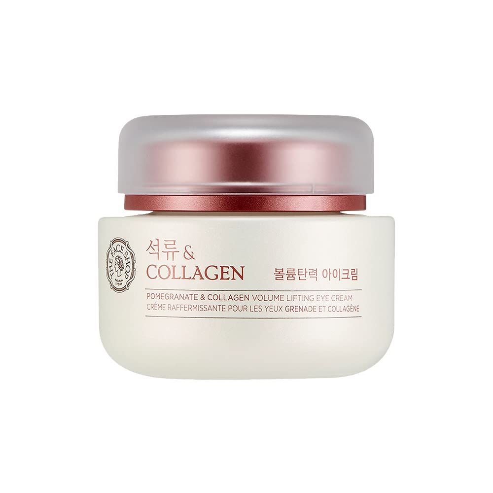 The Face Shop Pomegranate &amp; Collagen Volume Lifting Eye Cream | Ultra-Light Eye Cream for Eye Skin Lifting, Firming &amp; Brightening | Reduce Dark Circles | Deep Hydrating Under Eye Area, 1.69 Fl Oz