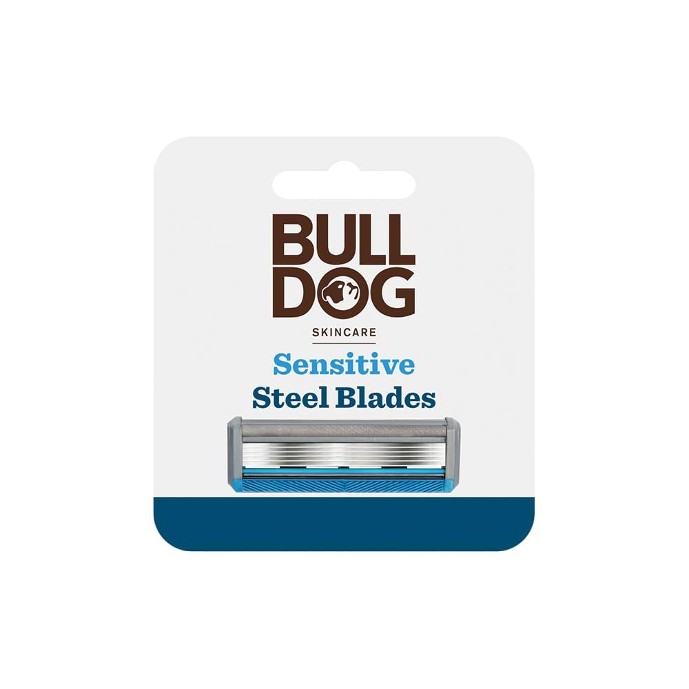Bulldog Skincare - Sensitive Steel Blades - Men&#39;s Razor Blade Refills - Contains 4 Blade Heads
