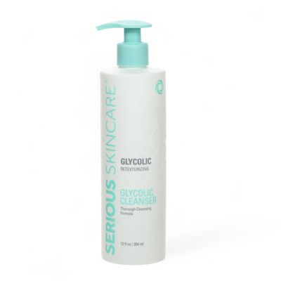 Serious Skincare Glycolic Cleanser 12 oz. - Glycolic Acid Skin Retexturizing Facial Wash - Aloe Leaf Juice - Normal, Oily, Combination Skin - Creamy Deep Pore Cleansing Formula