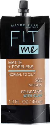 Maybelline New York Fit Me Matte + Poreless Liquid Foundation, Pouch Format, 360 Mocha, 1.3 Ounce