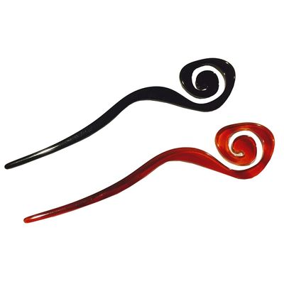Parcelona French Swirl Cellulose Acetate Large Tortoise Shell and Black Bun Chignon Googie Style Hair Pins Sticks for Bun